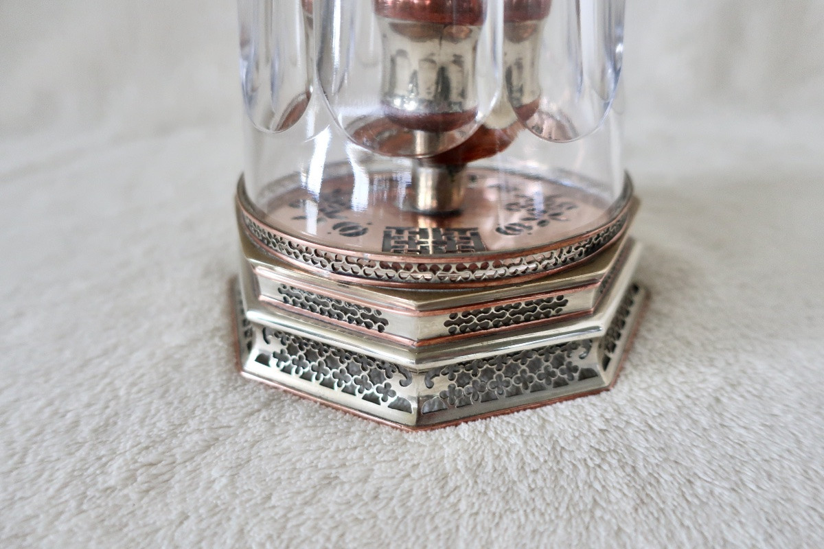 Lampe à Opium fin XIXème, Chine ou Vietnam, Cristal, Cuivre et Paktong.-photo-5