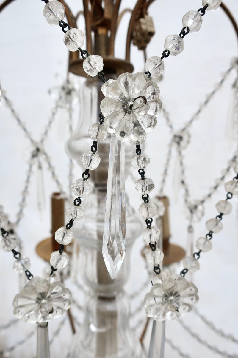 Lustre 8 Lumières Bronze et Pampilles Cristal-photo-5