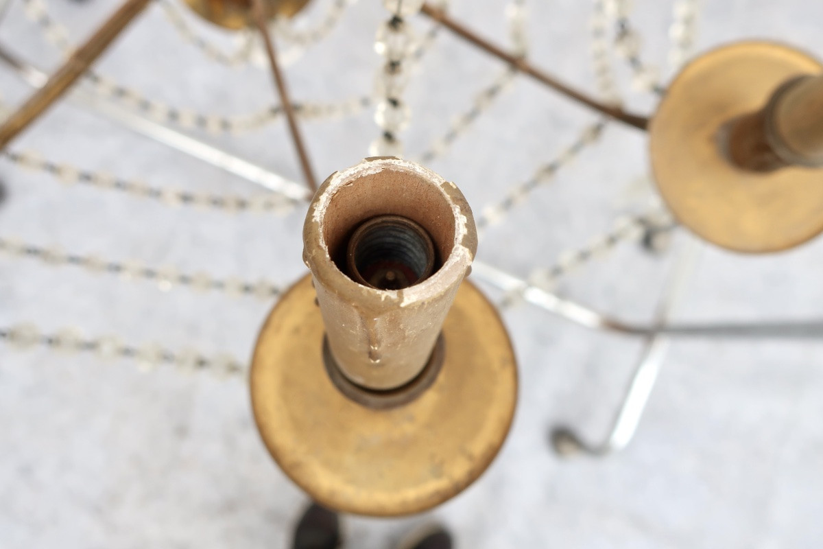 Lustre 8 Lumières Bronze et Pampilles Cristal-photo-7