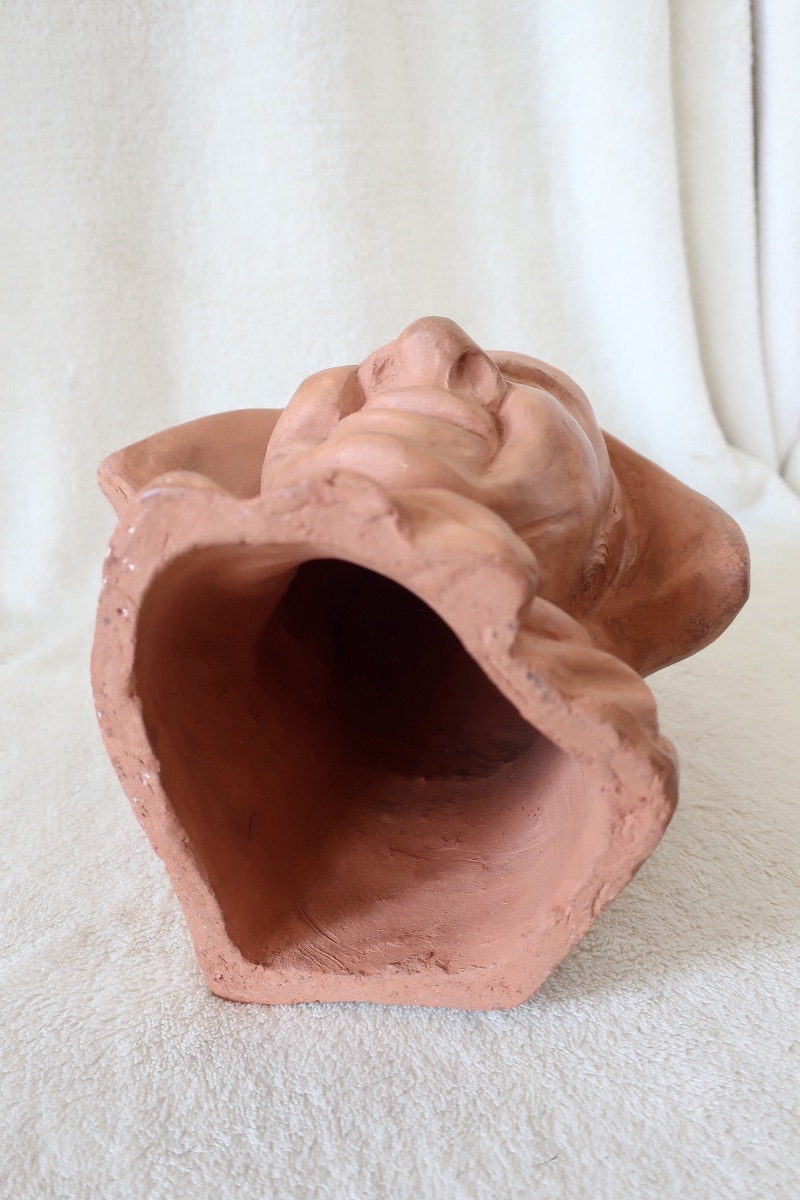 André Naudy, Terracotta Bust, Old Woman Laughing, Circa 1940, Very Good Condition.-photo-7