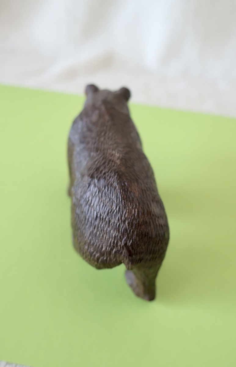 Petit Ours Forêt Noire Bois Sculpté XIXème, TBE-photo-3