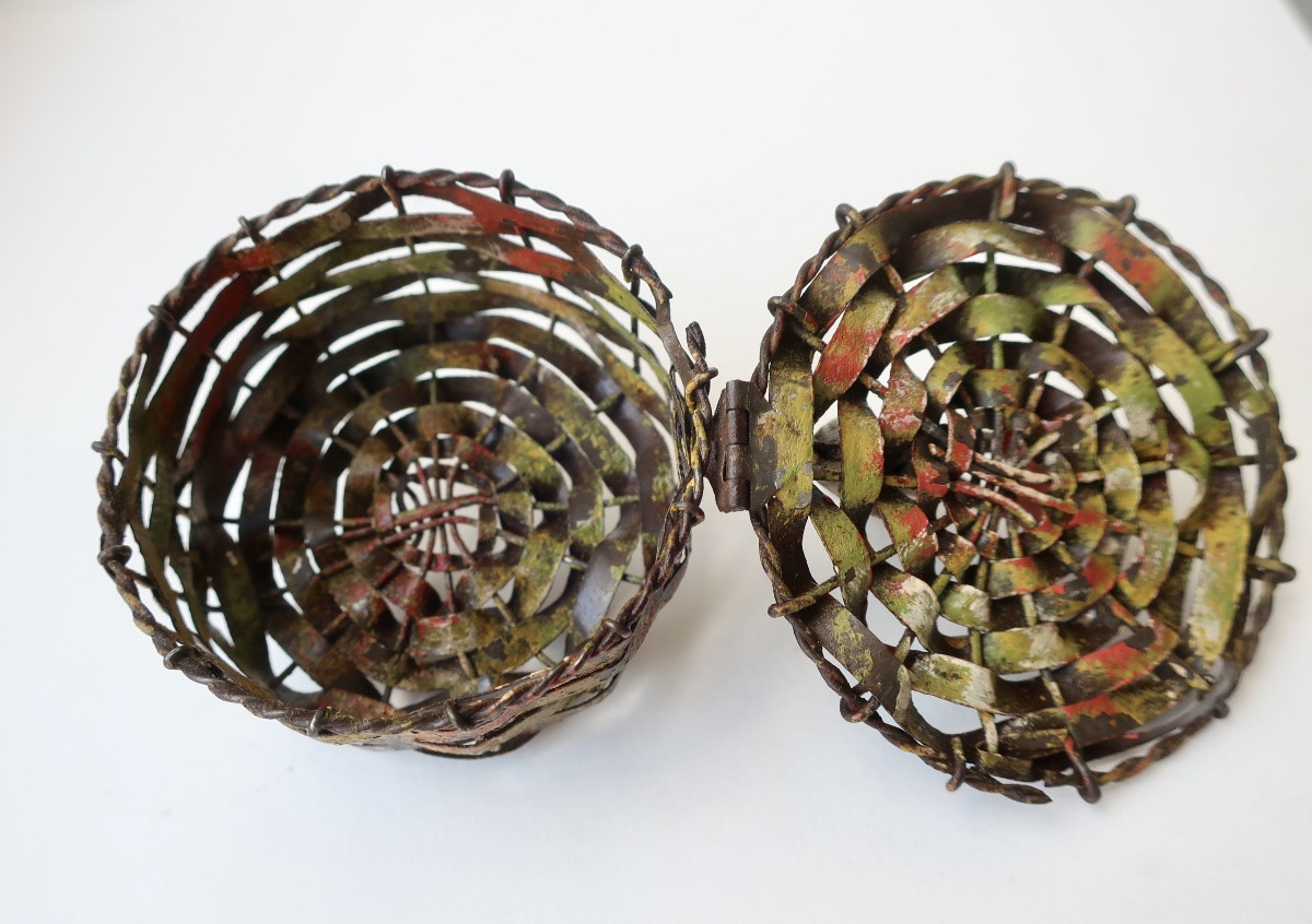 Basket Box With Playing Kitten, Vienna Or Nuremberg Lead, Circa 1900-photo-2