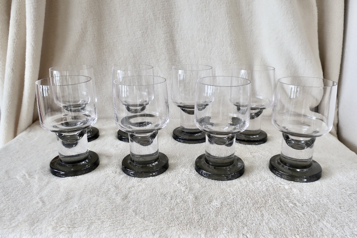 8 Crystal Drinking Glasses From The 1970s By Tapio Wirkkala