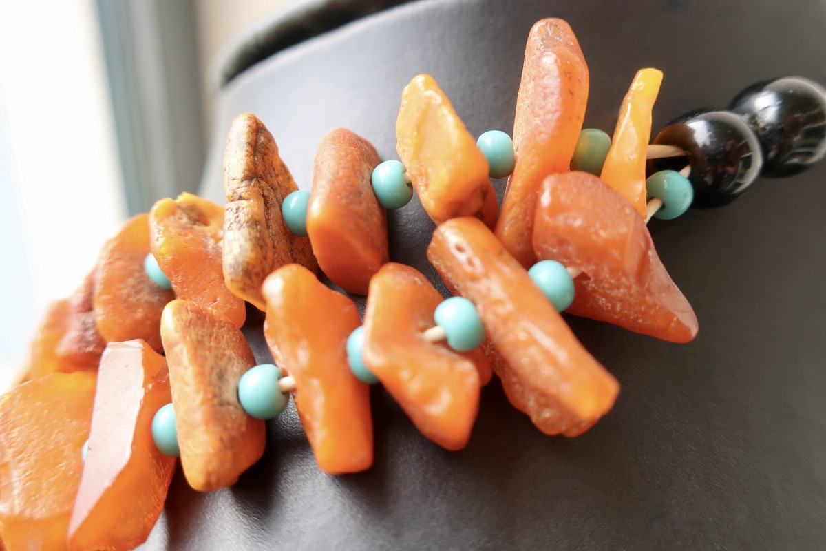 Collier Ancien à Double Rang en Ambre Baltique Brut, 63,5 cm, TBE-photo-2