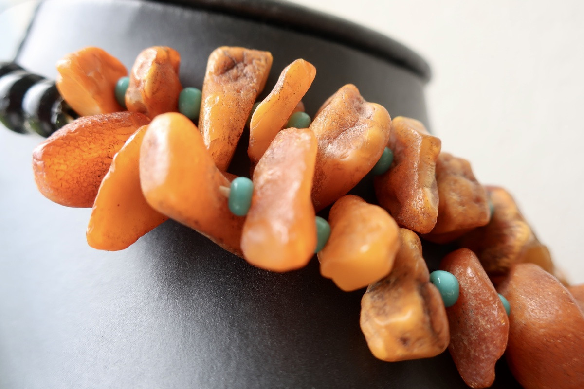 Collier Ancien à Double Rang en Ambre Baltique Brut, 63,5 cm, TBE-photo-3