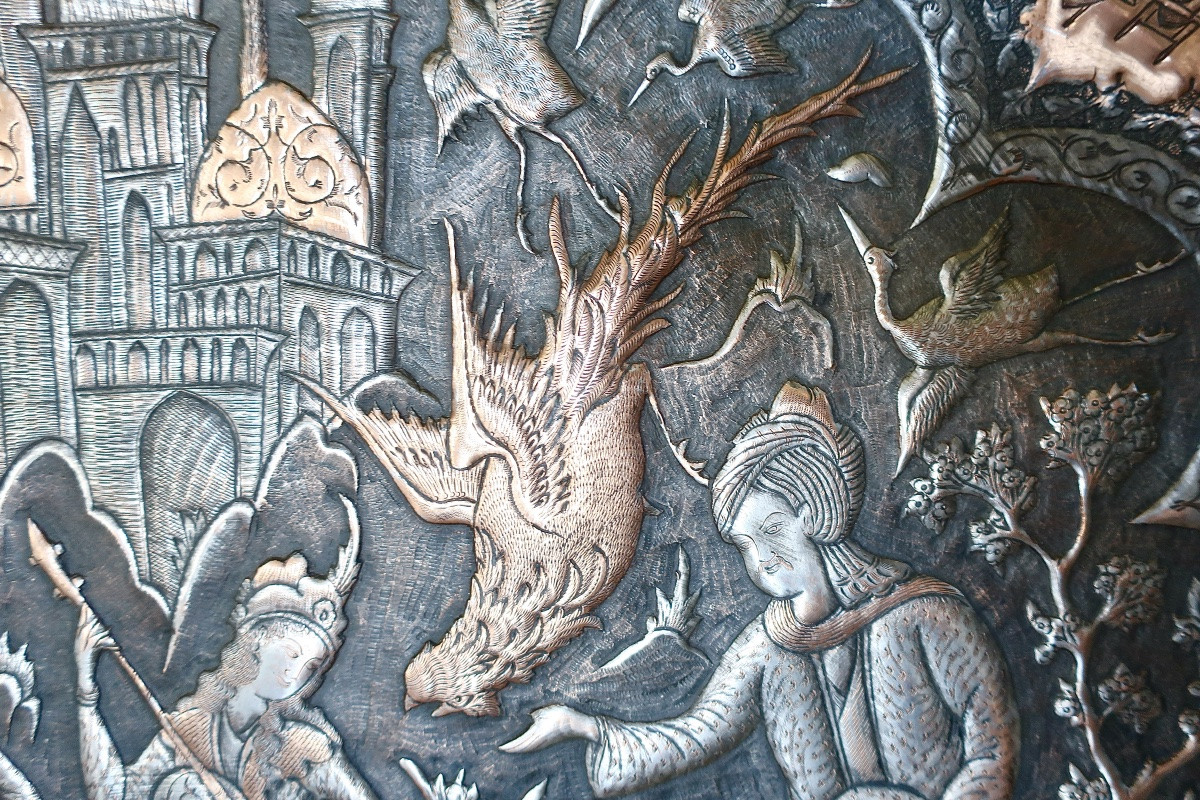 Important Plateau Kadjar 101 x 75 cm, Perse, XIXème, en TBE-photo-3