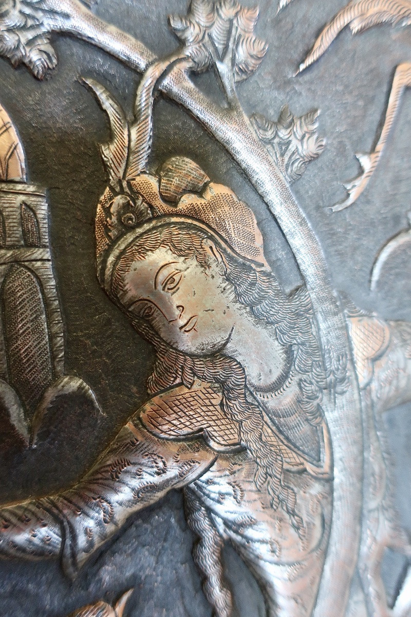 Important Plateau Kadjar 101 x 75 cm, Perse, XIXème, en TBE-photo-6