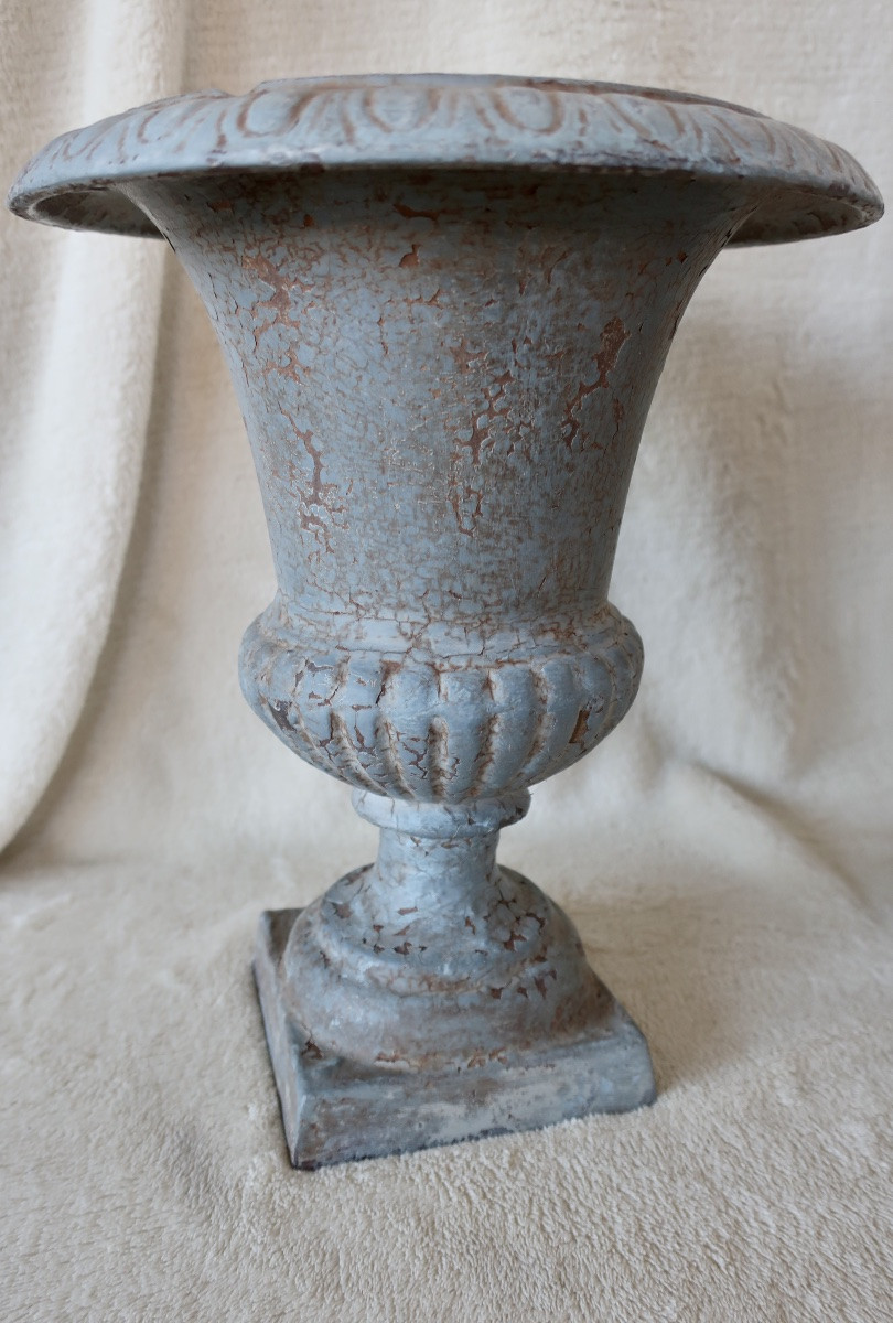 Paire de Vases Médicis XIXème, Fonte, H : 25 cm-photo-1