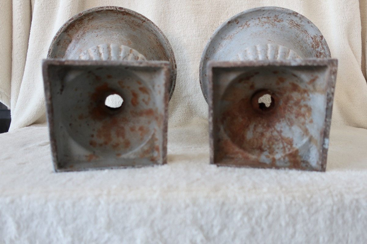 Paire de Vases Médicis XIXème, Fonte, H : 25 cm-photo-4