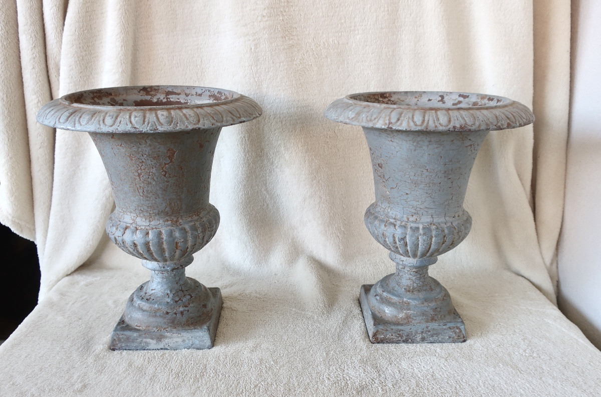 Paire de Vases Médicis XIXème, Fonte, H : 25 cm