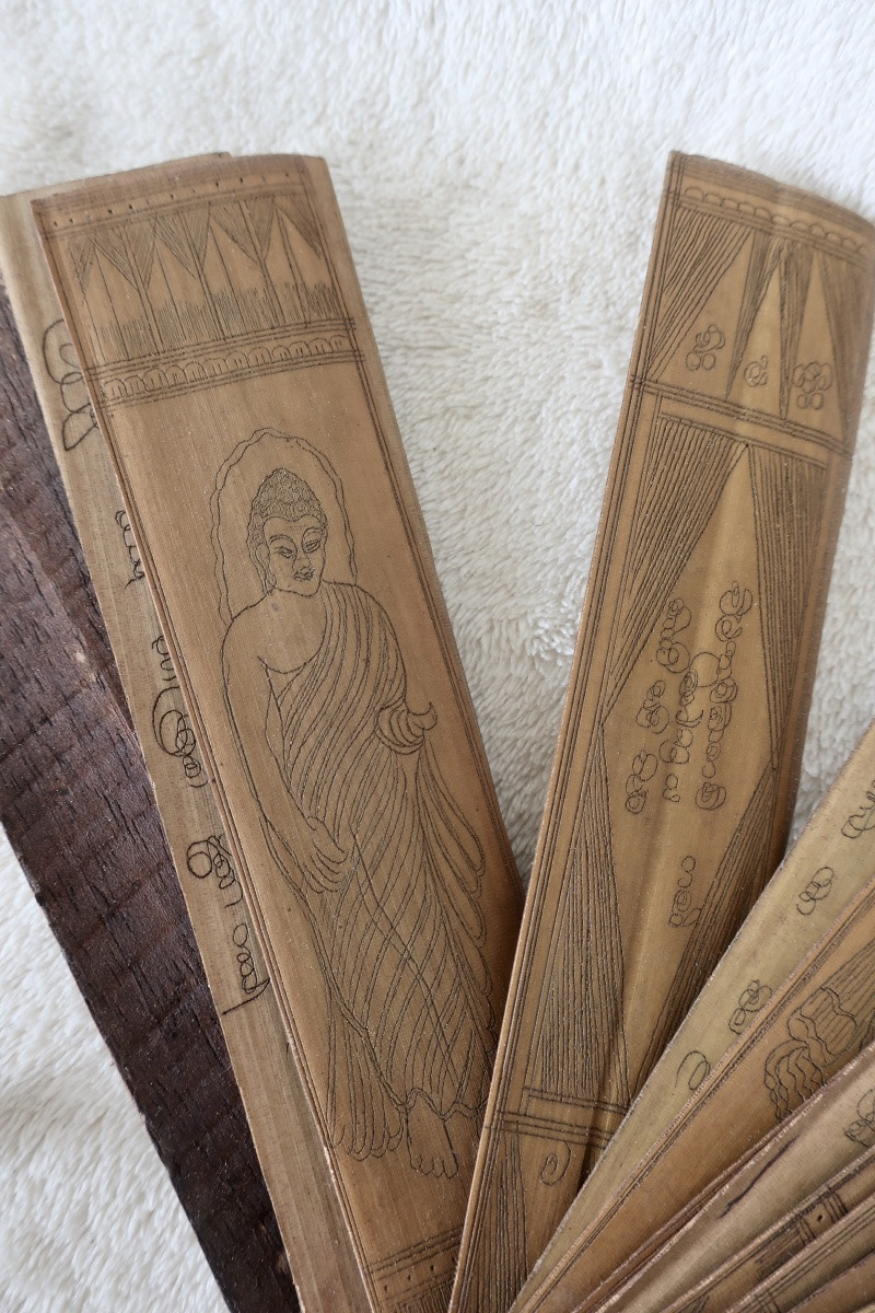2 Buddhist Palm Prayer Books, Sri-lanka, Early 20th Century-photo-4