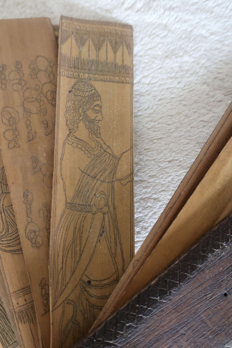 2 Buddhist Palm Prayer Books, Sri-lanka, Early 20th Century-photo-2