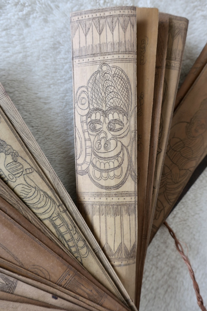 2 Buddhist Palm Prayer Books, Sri-lanka, Early 20th Century-photo-3