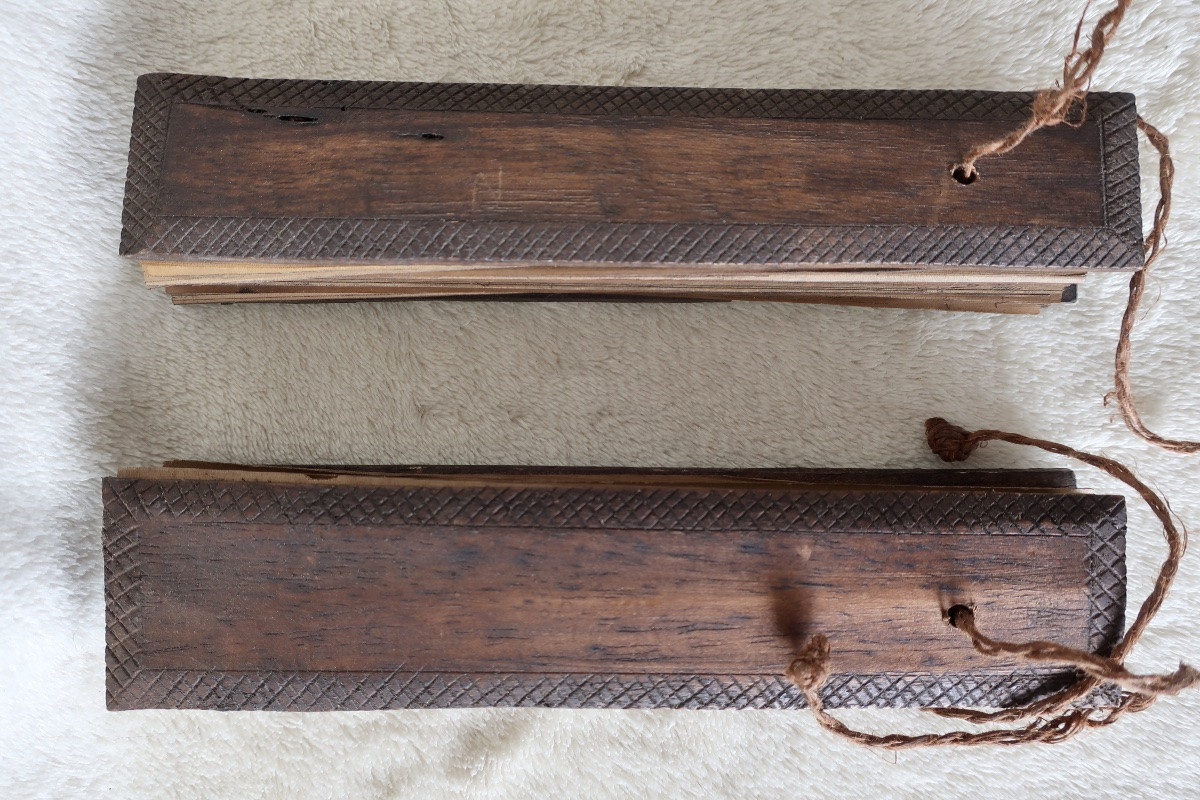 2 Buddhist Palm Prayer Books, Sri-lanka, Early 20th Century-photo-8