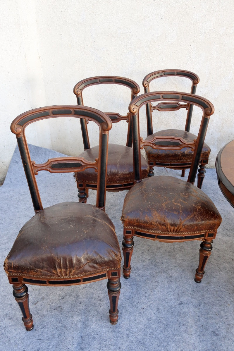 Salle à Manger Napoléon III Noyer à Restaurer, Enfilade 2 Corps, Table Ovale+ 8 Chaises-photo-6