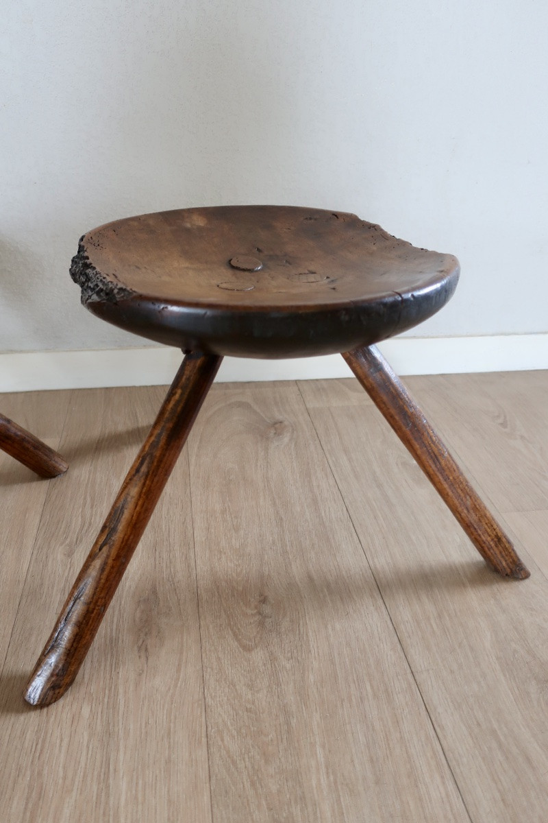 2 Tabourets Tripodes de Berger, de Vacher, Début XXème siècle-photo-2