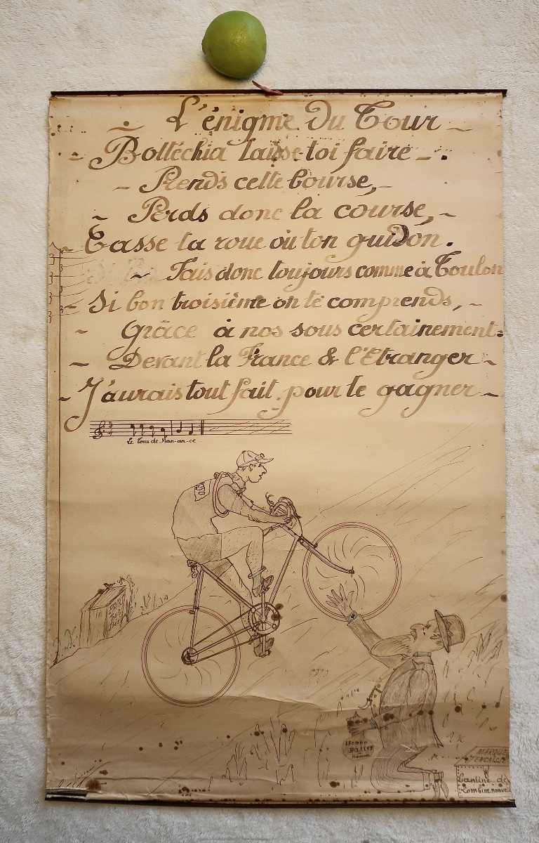 6 Rares Affiches Publicité Tracteurs 1920's avec au dos des Odes au Cyclisme et Tour de France-photo-7