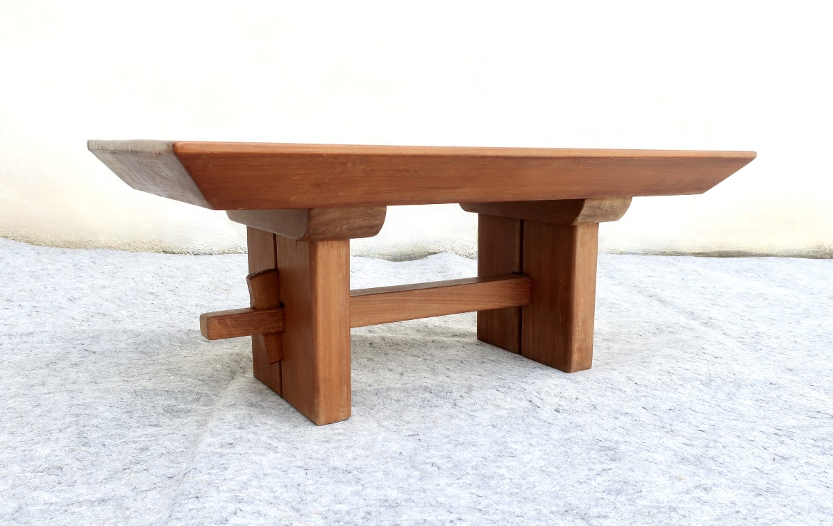 Scandinavian Coffee Table In Solid Teak, Japanese Style, 20th Century, Tbe-photo-2