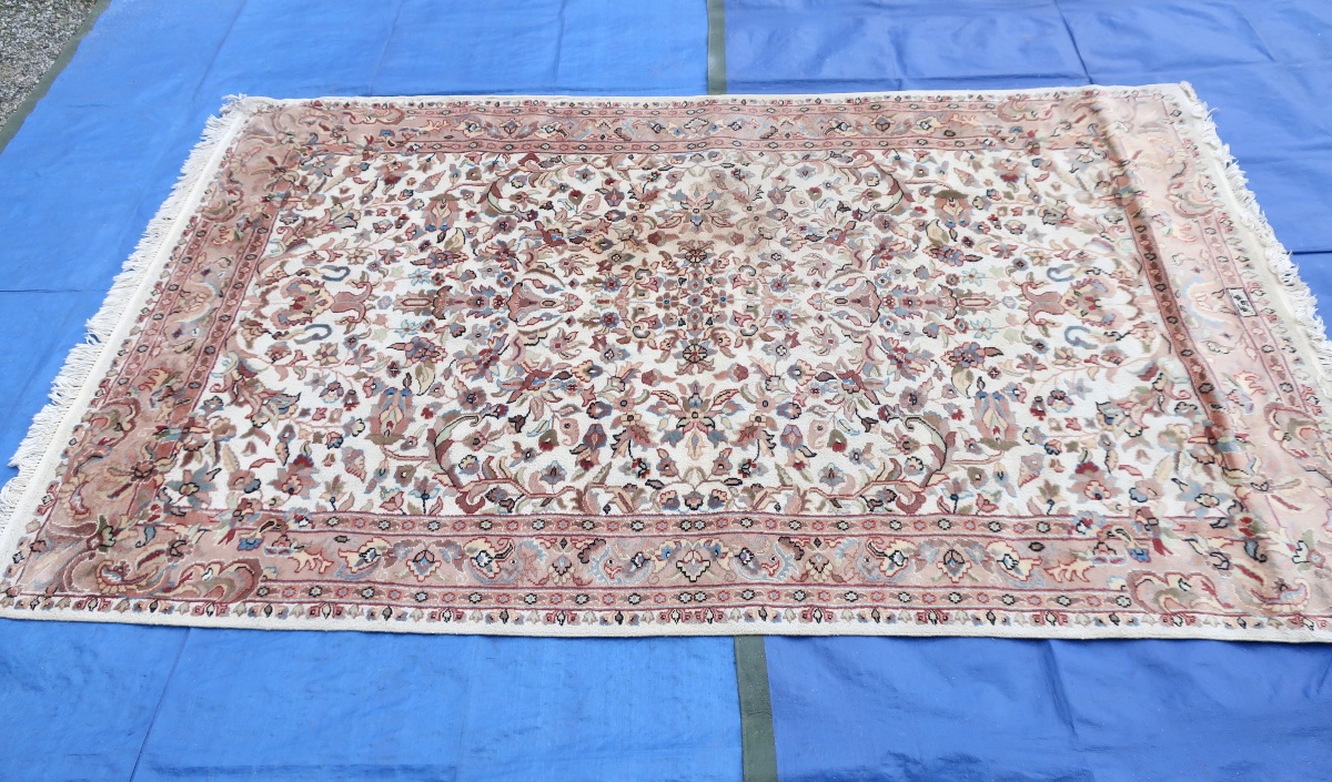 Tapis Soie &Laine Pendjab, Inde, XXème, 245 x 160 cm-photo-3