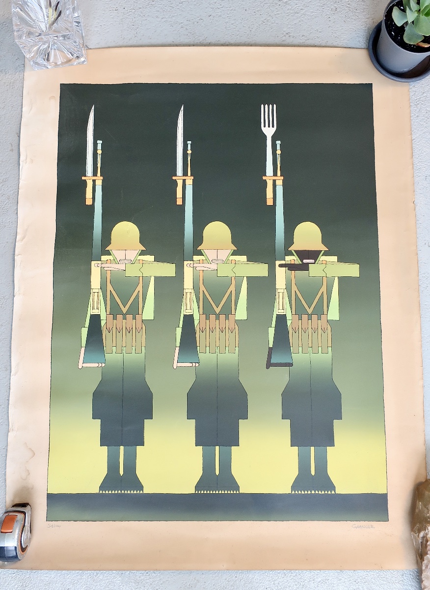 Michel Granger, Rare Sérigraphie Signée, Numérotée 1/100, 95 x 73,5 cm, vers 1973-75, TBE-photo-2