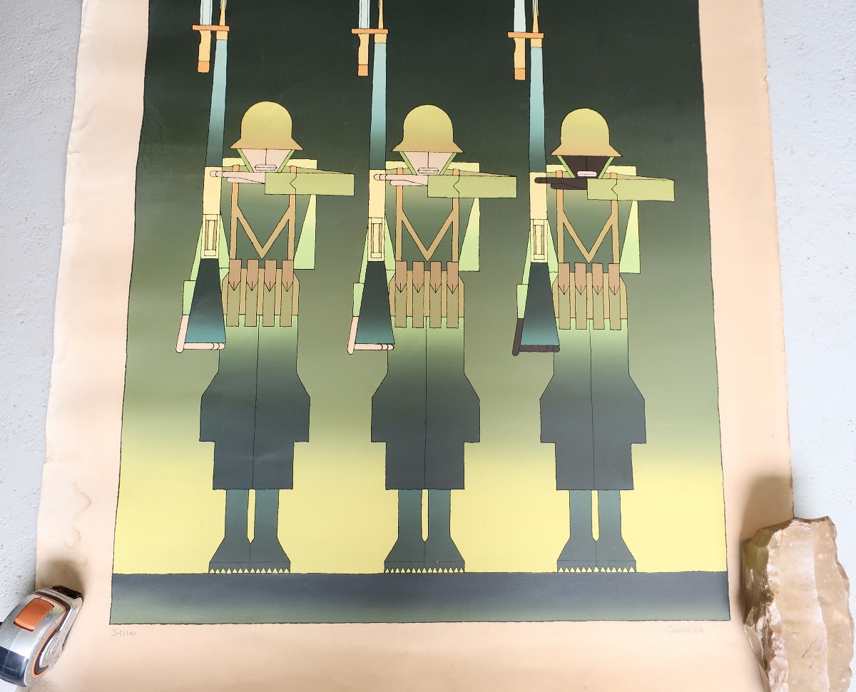 Michel Granger, Rare Sérigraphie Signée, Numérotée 1/100, 95 x 73,5 cm, vers 1973-75, TBE-photo-2