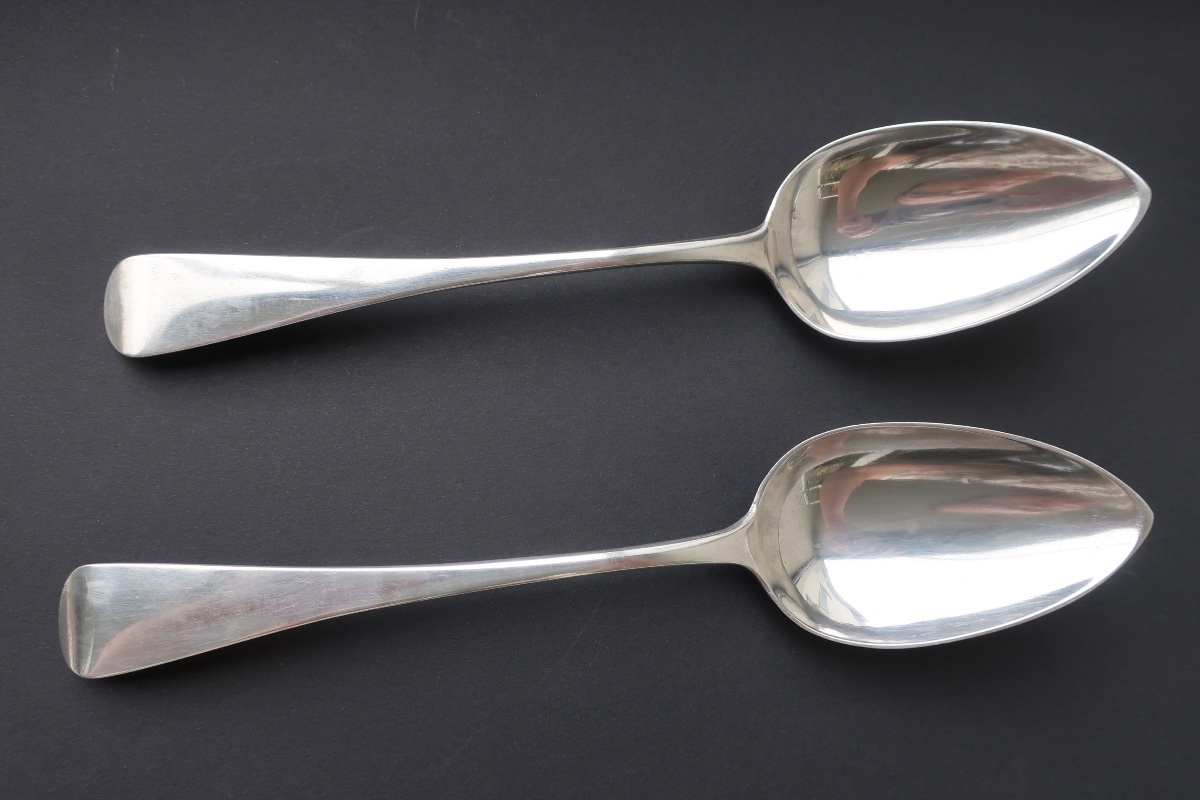 Deux Cuillers Argent Massif Anglais, Londres 1809, 124 gr-photo-2