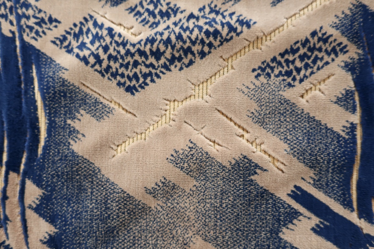 Grand Tissu Velours Broché Art Déco 128 x 490 cm, TBE-photo-3