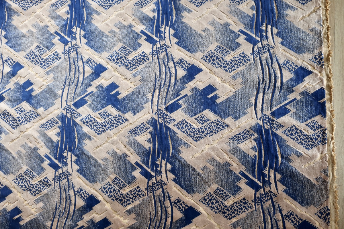 Grand Tissu Velours Broché Art Déco 128 x 490 cm, TBE-photo-4
