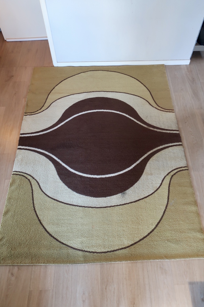 Pierre Martin JACOT + Woolmark, Rare Tapis Laine Design 1970's-photo-2