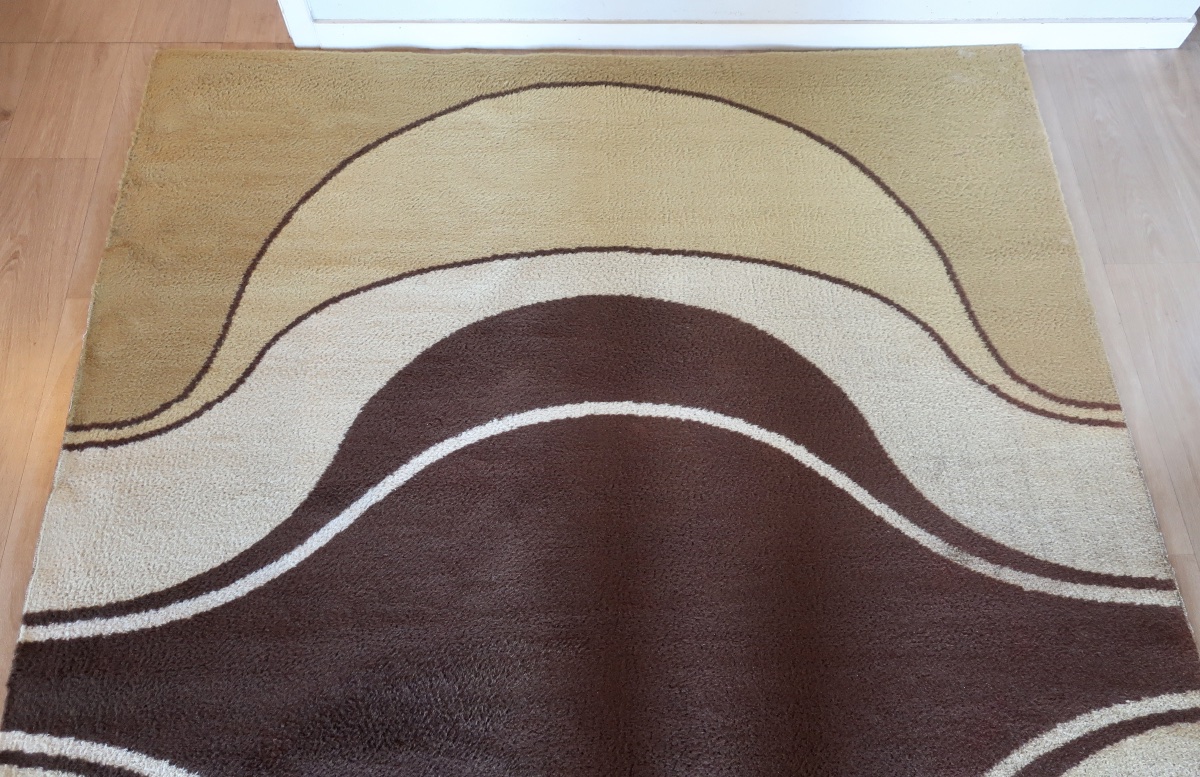 Pierre Martin JACOT + Woolmark, Rare Tapis Laine Design 1970's-photo-1