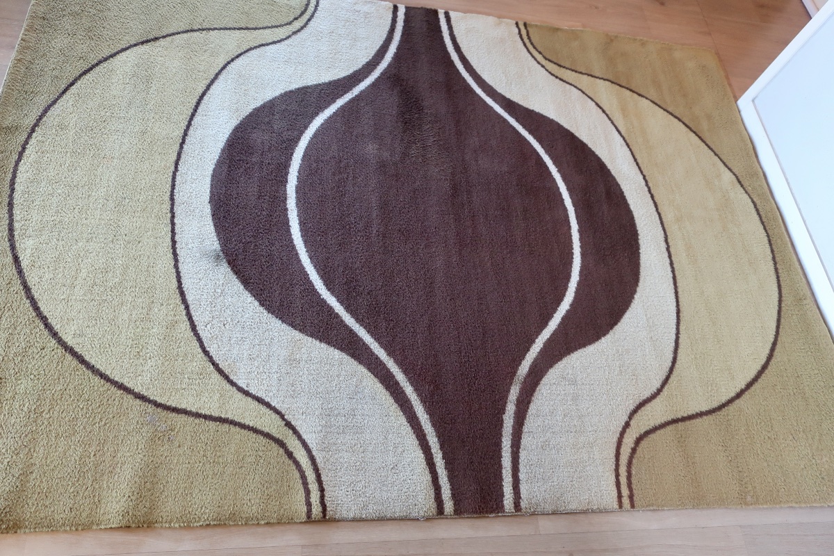 Pierre Martin JACOT + Woolmark, Rare Tapis Laine Design 1970's-photo-3