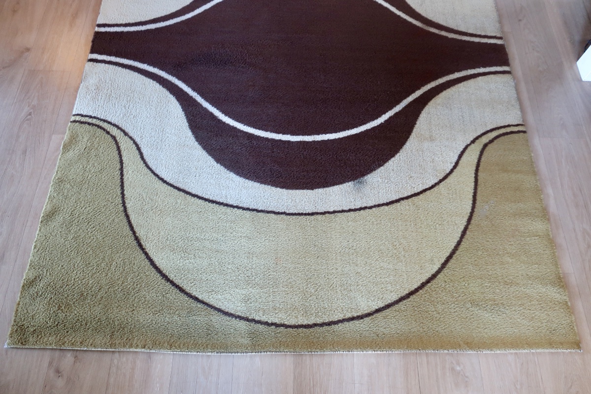 Pierre Martin JACOT + Woolmark, Rare Tapis Laine Design 1970's-photo-4