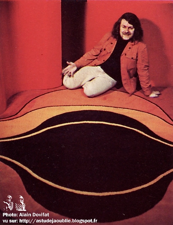 Pierre Martin JACOT + Woolmark, Rare Tapis Laine Design 1970's-photo-8
