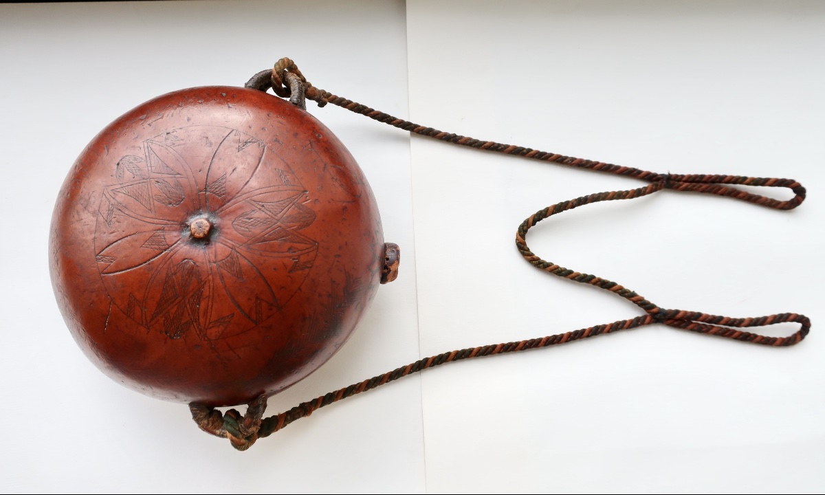 Zucca Corse: 19th Gourd Coloquinte Engraved And Figured F.b. On Escutcheon-photo-2