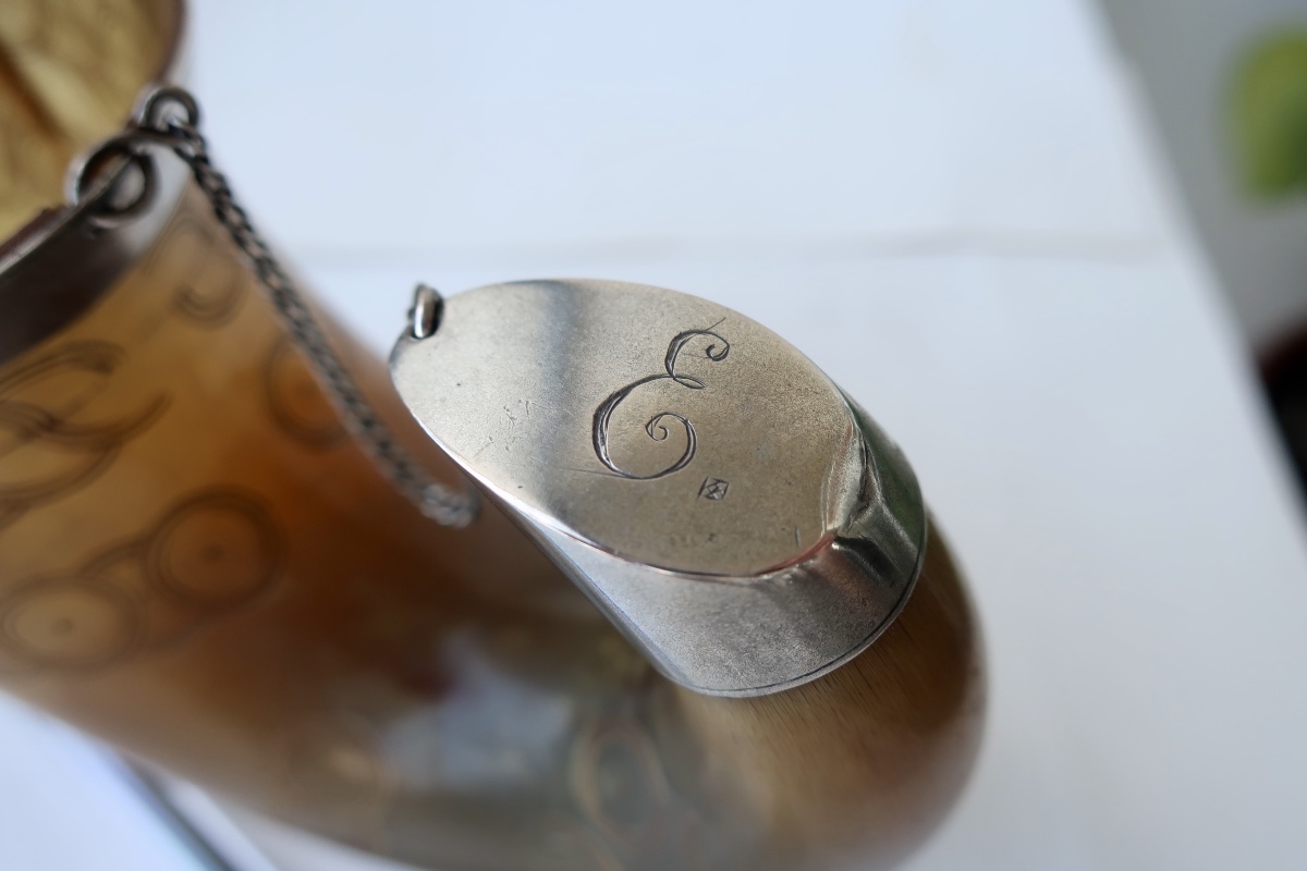 Rare Corne à Boire Nominative, "AGURTO", Monture Argent, XIXème, Amérique Latine-photo-6