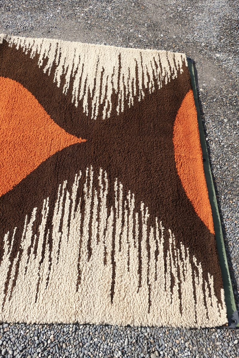 Grand Tapis Design des années 1970, en Pure Laine Nouée Main, 200 x 280 cm, en TBE-photo-2