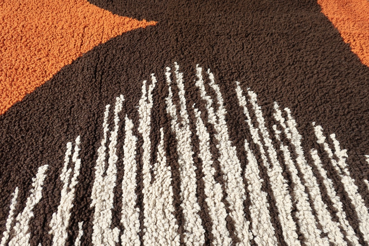 Grand Tapis Design des années 1970, en Pure Laine Nouée Main, 200 x 280 cm, en TBE-photo-3