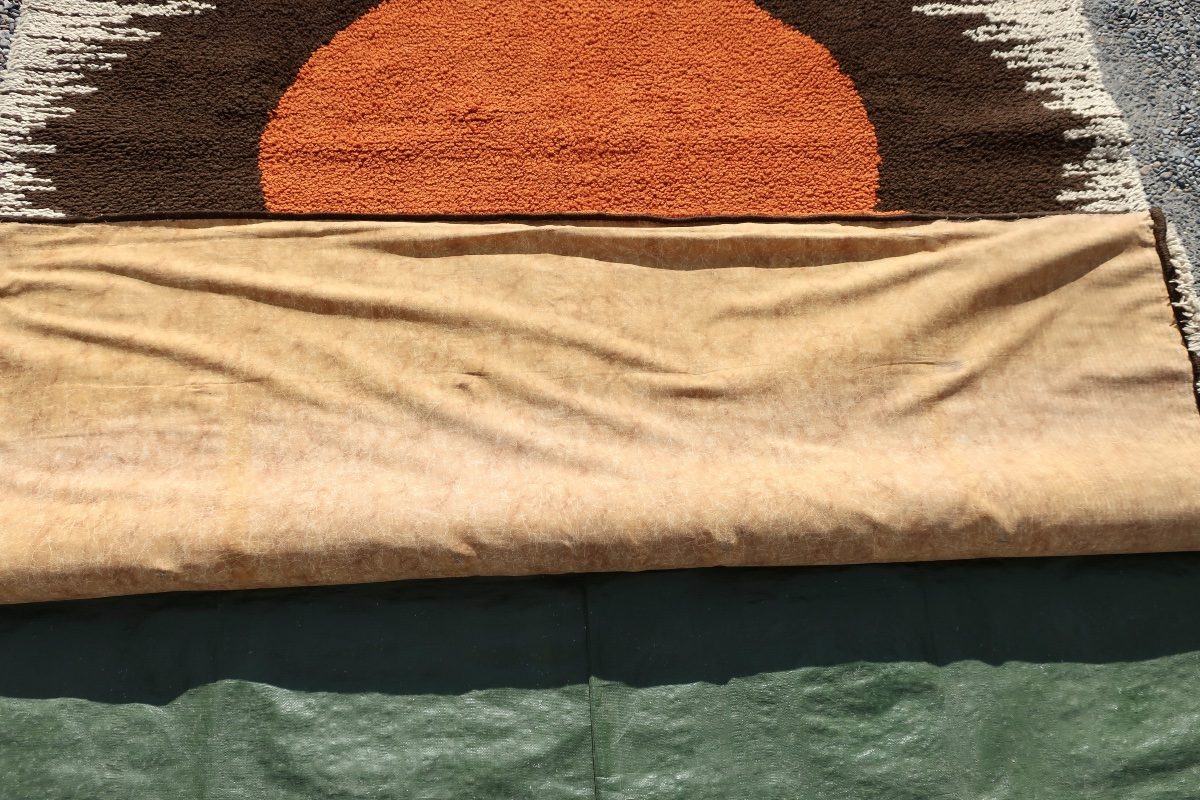 Grand Tapis Design des années 1970, en Pure Laine Nouée Main, 200 x 280 cm, en TBE-photo-4