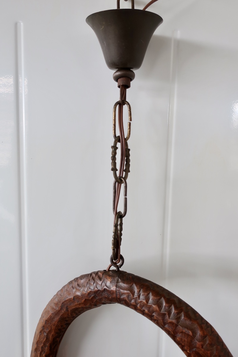 Suspension Art Nouveau 1900 au Perroquet, Tulipe de Loetz-photo-4