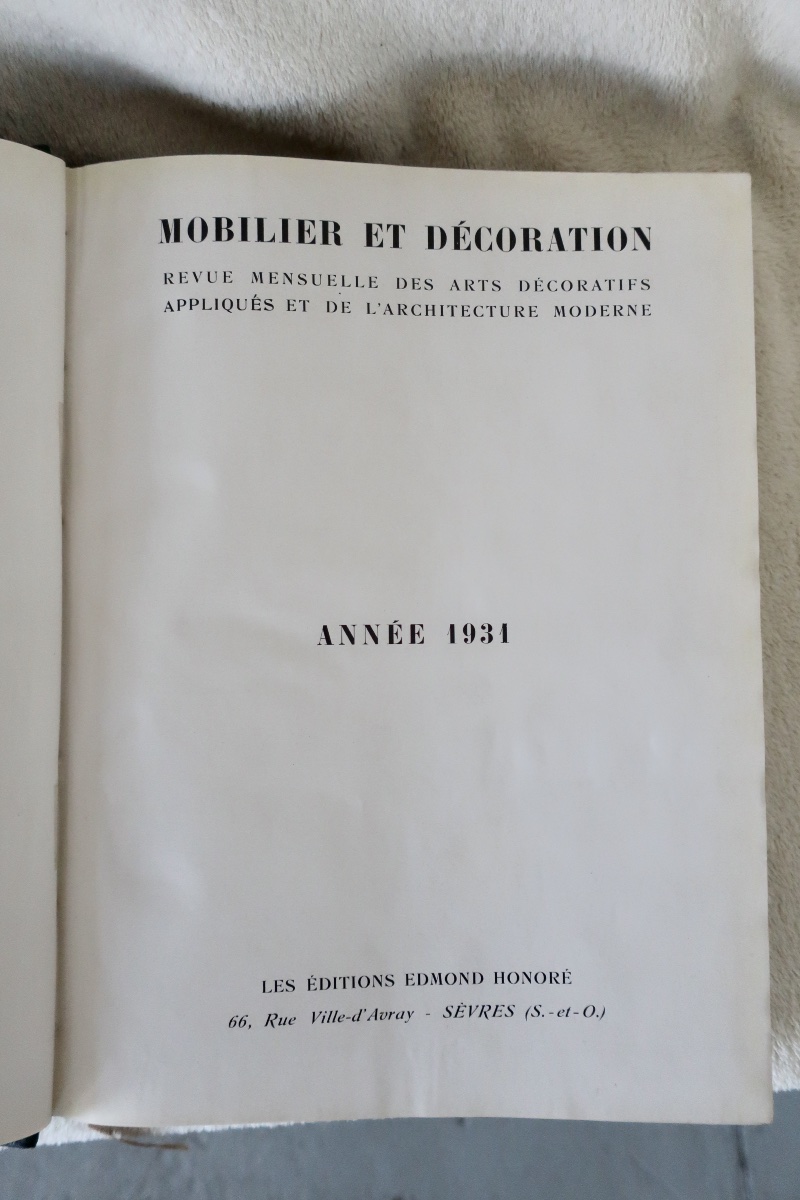 "furniture And Decoration," 1931. Complete Hardcover Volume, Published By Edmond Honoré, In Excellent Condition