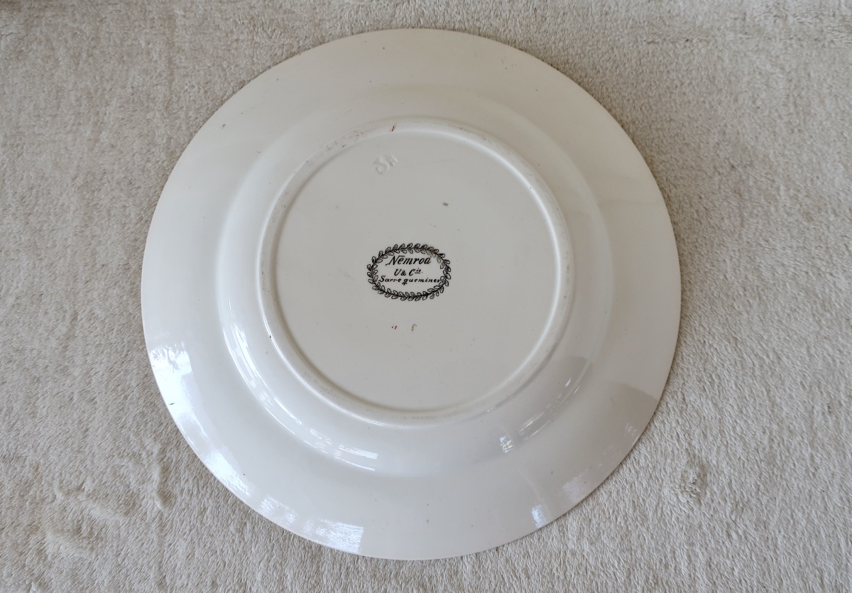 Plate By U & Cie, Sarreguemines, "nemrod" Set, 19th Century-photo-2