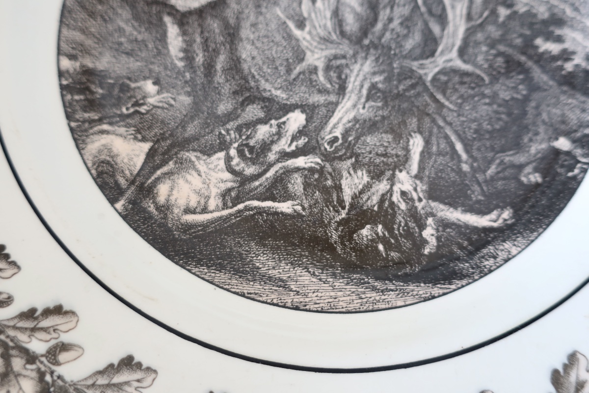 Plate By U & Cie, Sarreguemines, "nemrod" Set, 19th Century-photo-3
