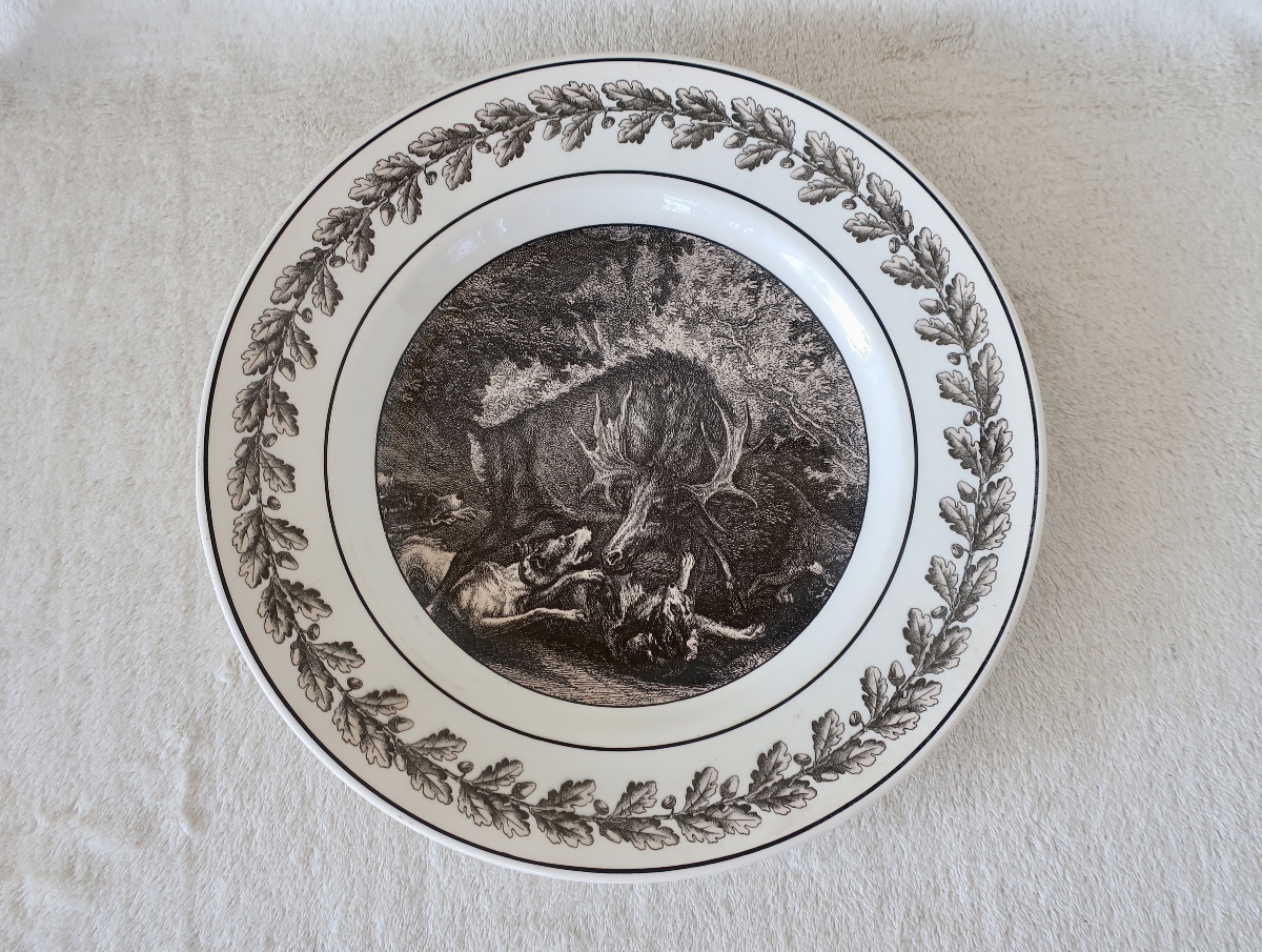 Plate By U & Cie, Sarreguemines, "nemrod" Set, 19th Century