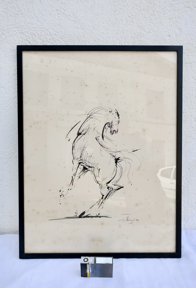 Lithograph By Jacques Berger (1902–1977), *cheval Cabré*-photo-3