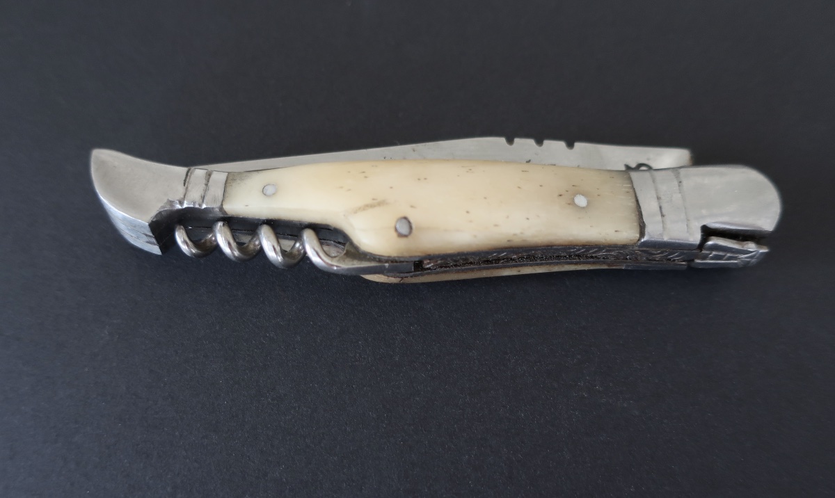Vintage Pradel Auvergne 63 Folding Knife, Blade + Corkscrew, 20.2 Cm-photo-3
