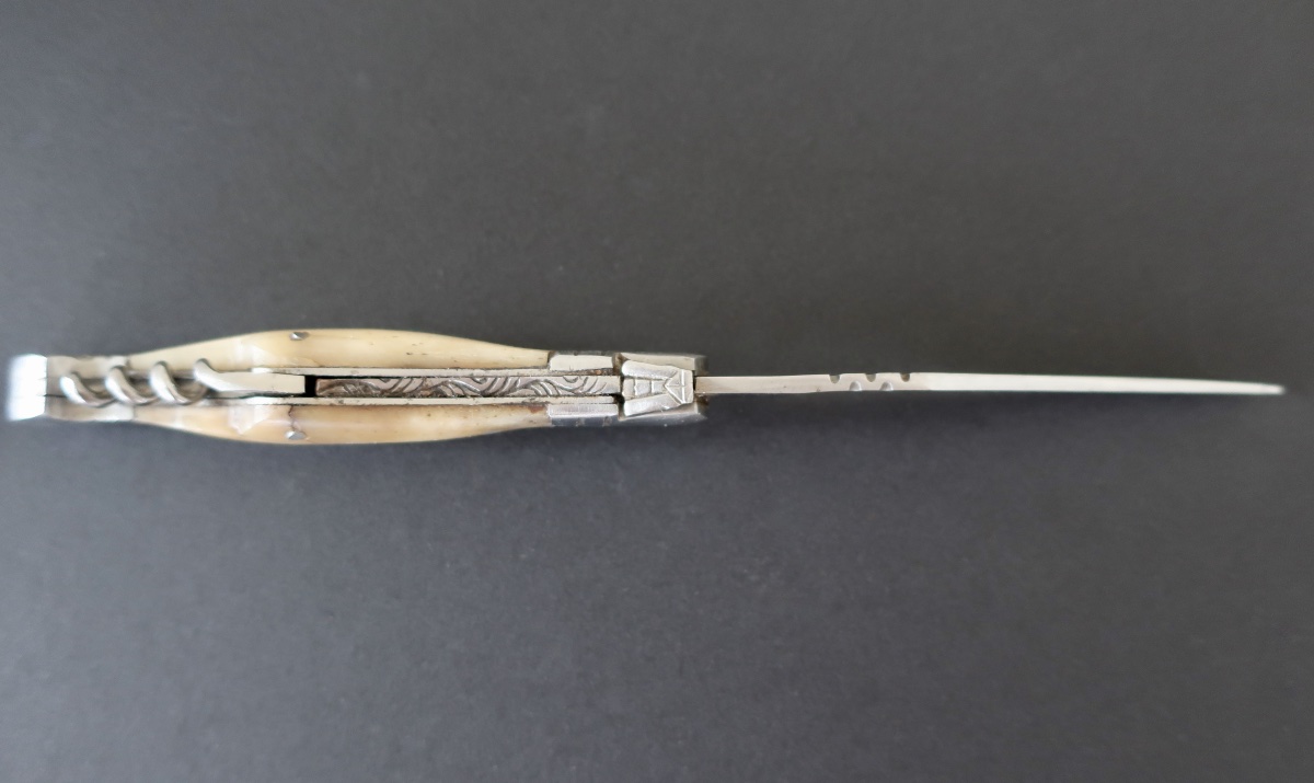 Vintage Pradel Auvergne 63 Folding Knife, Blade + Corkscrew, 20.2 Cm-photo-3