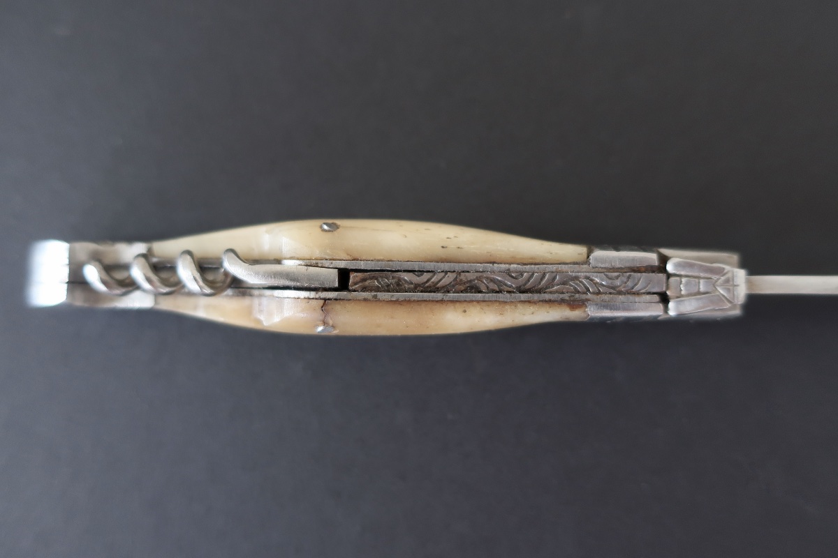 Vintage Pradel Auvergne 63 Folding Knife, Blade + Corkscrew, 20.2 Cm-photo-4