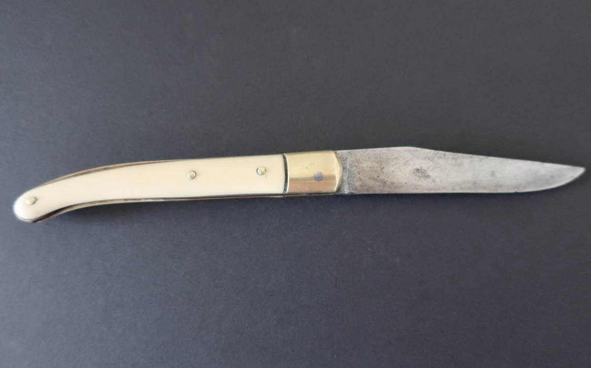 Ancien Couteau Pliant Laguiole Arbalète G. David, Manche Os, 19,2 cm, TBE-photo-2