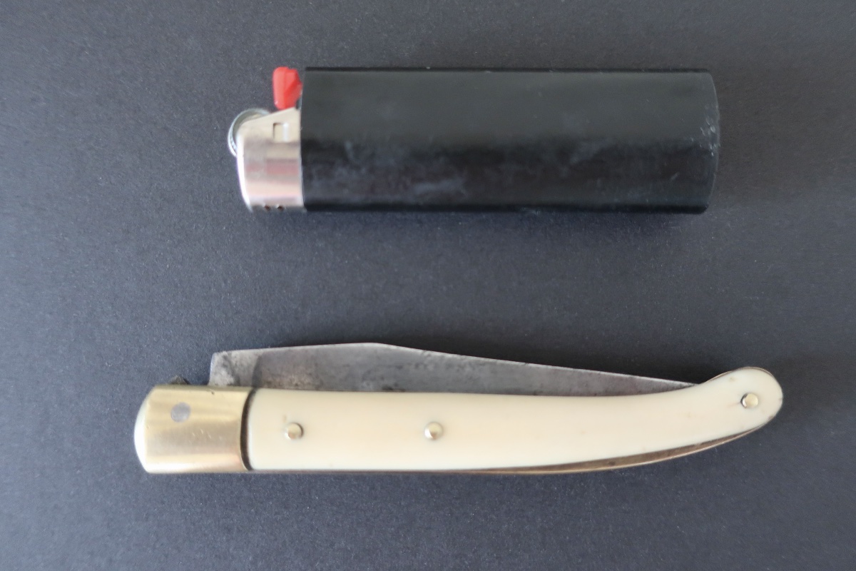 Ancien Couteau Pliant Laguiole Arbalète G. David, Manche Os, 19,2 cm, TBE-photo-4