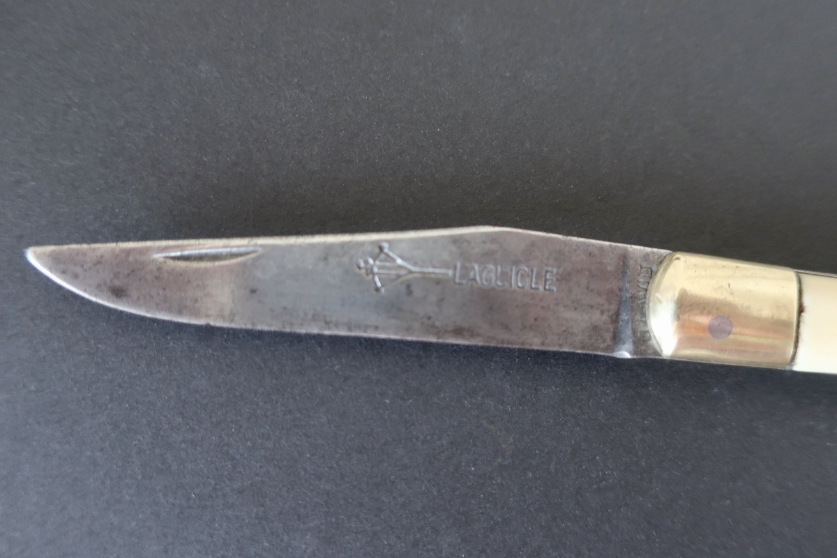 Ancien Couteau Pliant Laguiole Arbalète G. David, Manche Os, 19,2 cm, TBE-photo-3